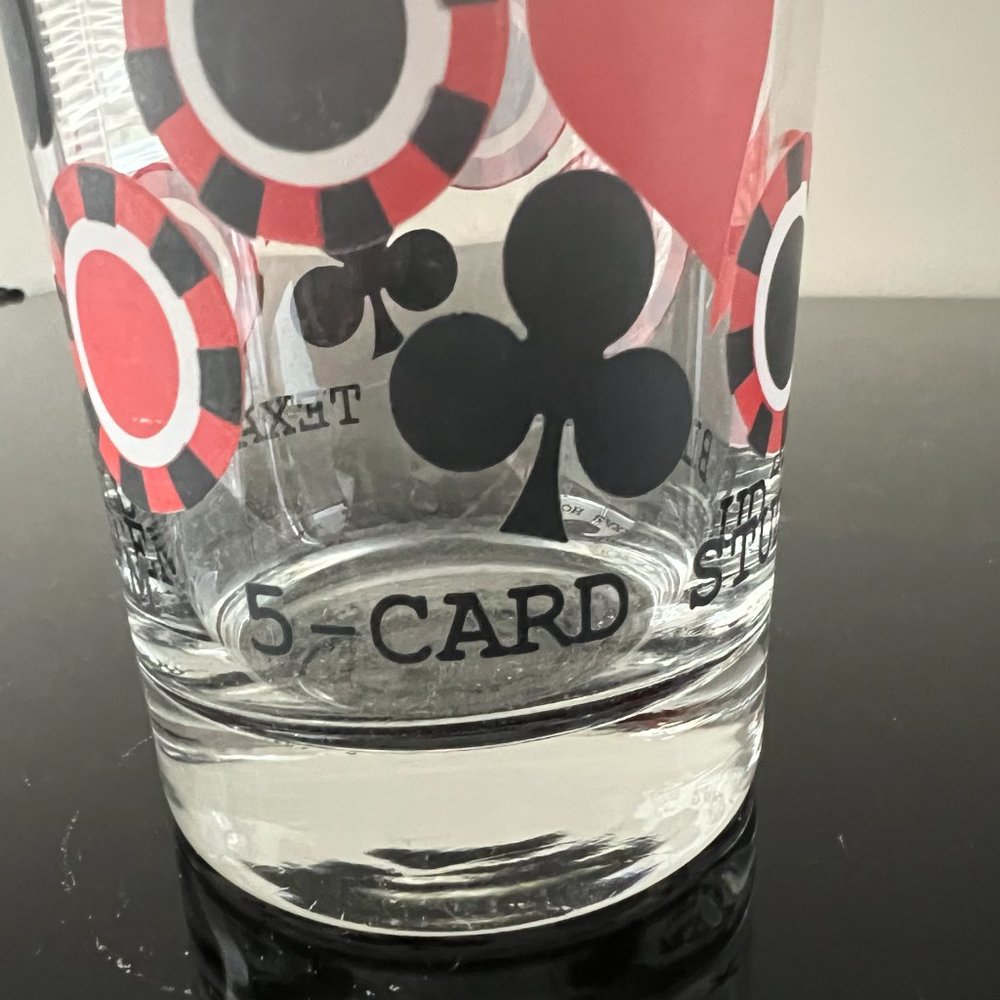 Vintage Poker  Drinking Glasses - Set of 5 - Picture 4 of 6